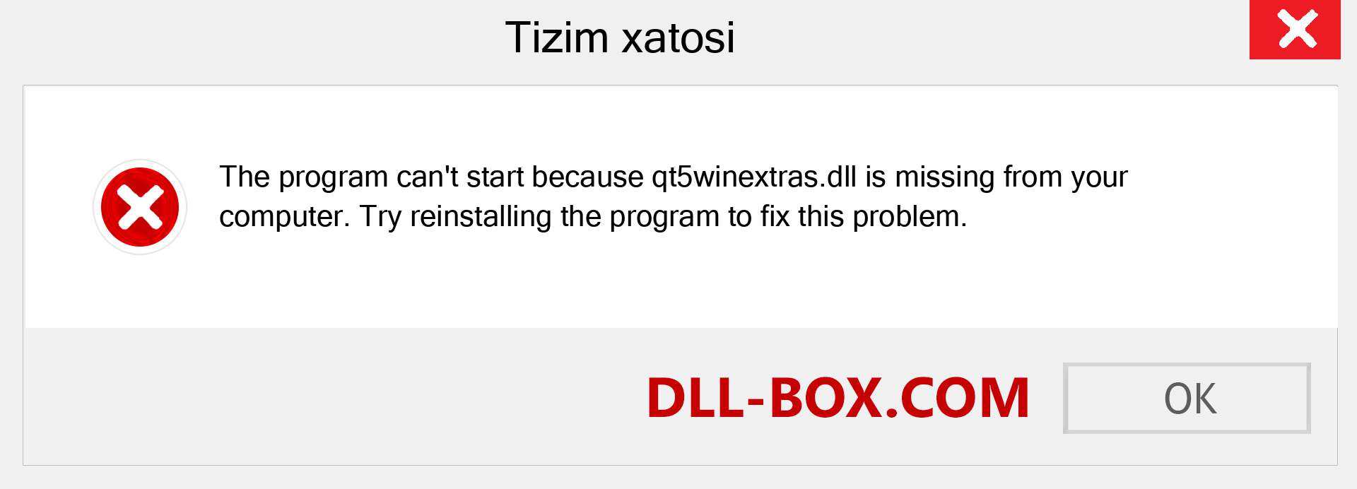 qt5winextras.dll fayli yo'qolganmi?. Windows 7, 8, 10 uchun yuklab olish - Windowsda qt5winextras dll etishmayotgan xatoni tuzating, rasmlar, rasmlar